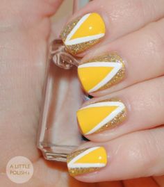 Glittering Yellow Nail Design