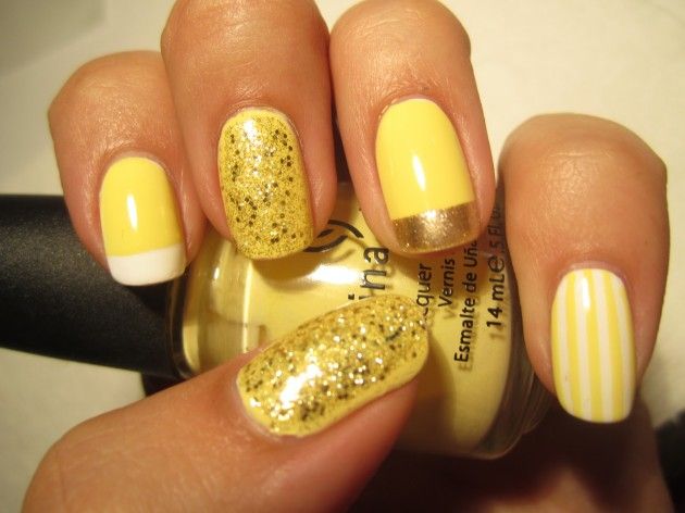 Gold and Yellow Nail Design