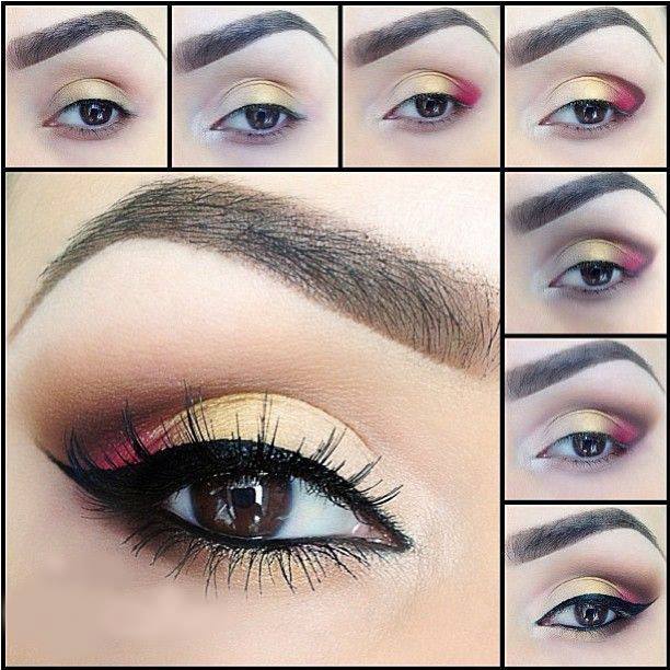 Golden and Red Eye Makeup Tutorial