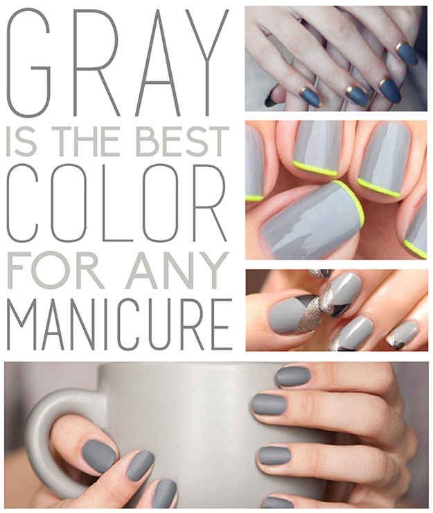 Grey Colored Nails