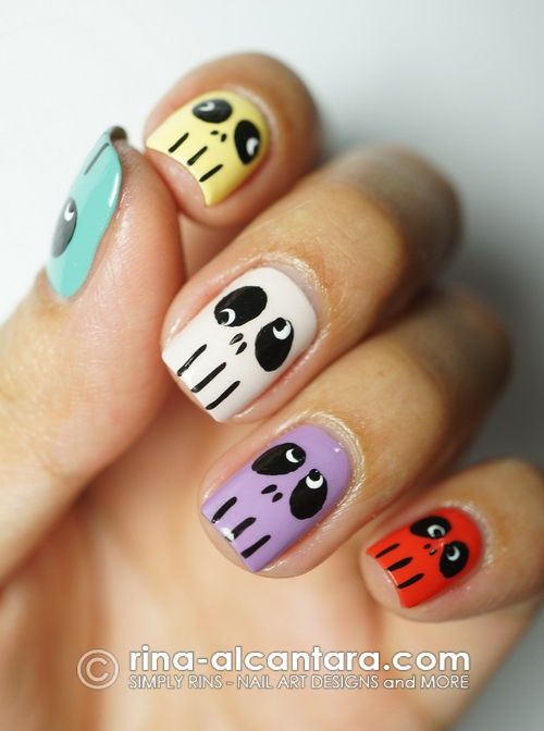 Lovely Happy Face Nail Design