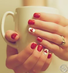 Lovely Heart Shaped Red Nails