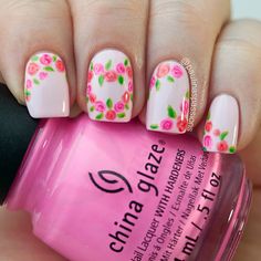 Lovely Light Pink Rose Nail Art Design