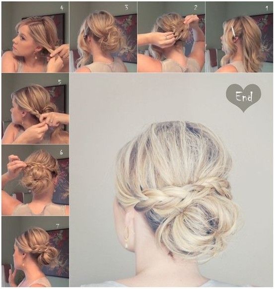 Messy Braid Updo with Side Part