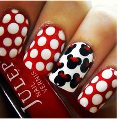 Mickey Mouse Nails With Polka Dots