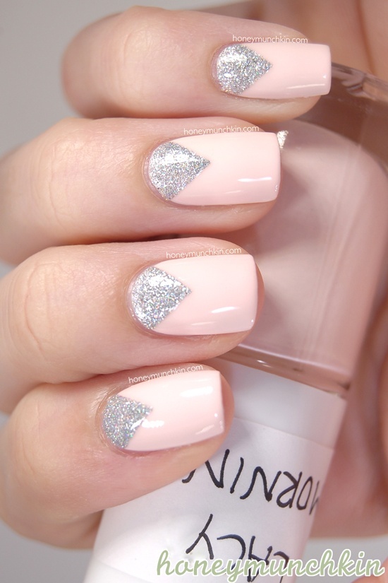 Pale Pink and Silver Nail Design