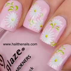 Pink Daisy Nail Design