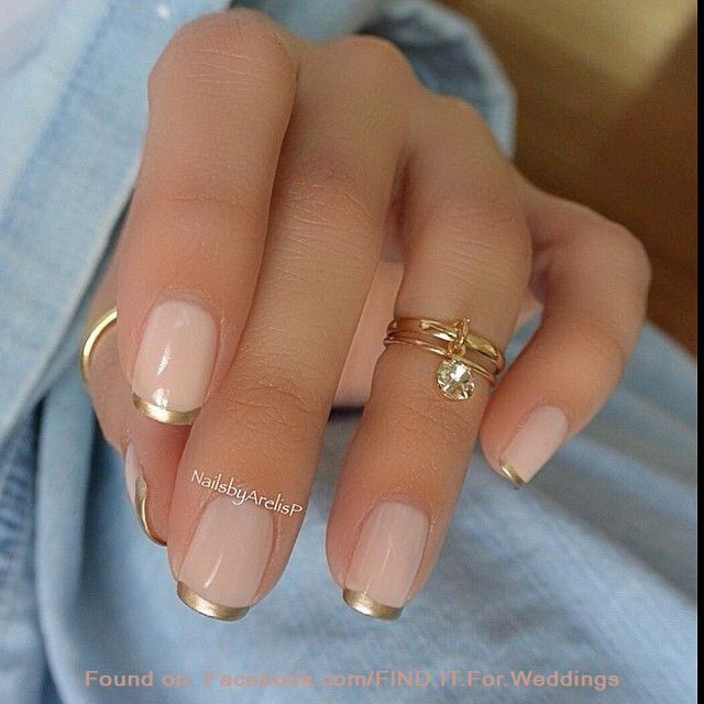Pink and Gold French Manicure Design