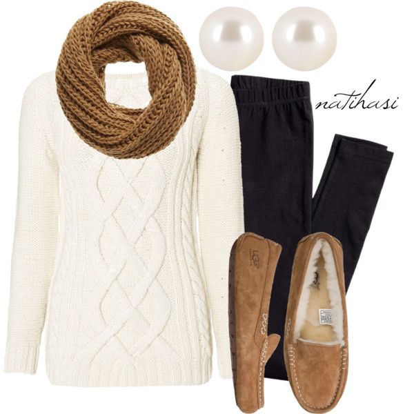 Pretty Outfit Idea with White Sweater for Fall