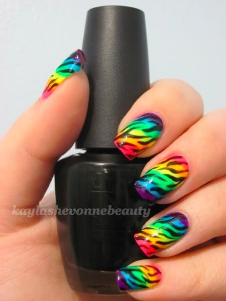 Printed Rainbow Nail Art Design