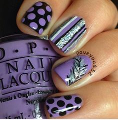 Purple and Silver Nail Design