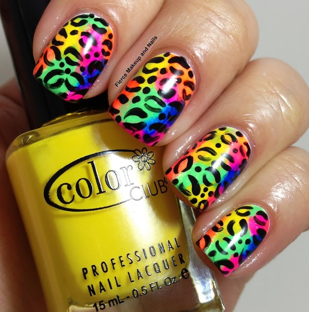 Rainbow Leopard Nail Art Design