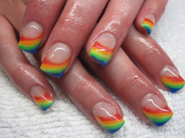 Rainbow Nail Art Design for French Manicure