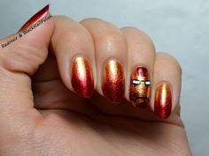 Red and Gold Iron Man Nails