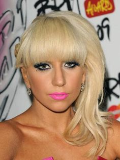 Side Bun With Blunt Bangs - Lady Gaga Hairstyles
