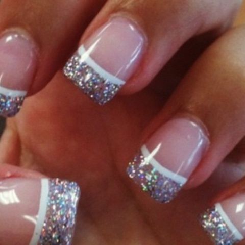 Sparkly French Manicure Design