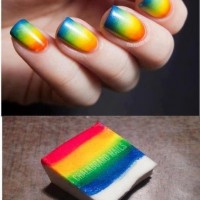 Sponge Rainbow Nail Art Design