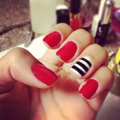 Striped Red Nails