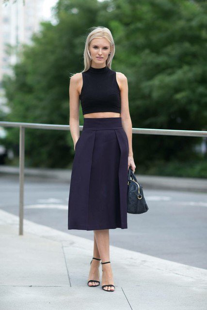 Stylish Outfit Idea with Black Midi Skirt