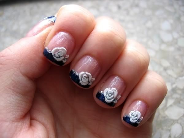 White Roses Nails for French Manicure
