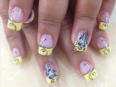 Yellow Nail Design for French Manicure