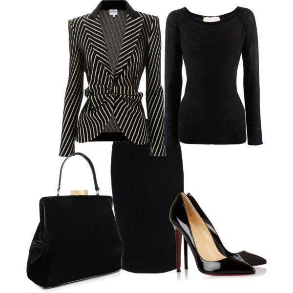 Black Outfit Idea with Stripe Blazer