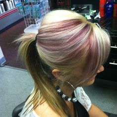 Blonde Ponytail With Red Highlights