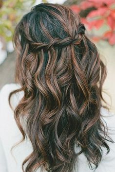 Braided Brunette Highlighted Long Black Wavy Hairstyle