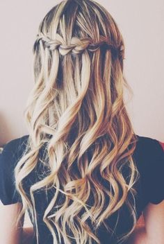 Braided Waterfall for Long Curly Hairstyles