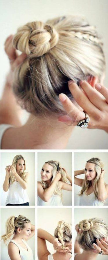 Braids into Updo for Medium Length Hair