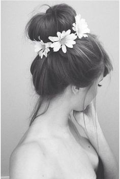 Bun Hairstyle With Flower Crown