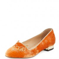 Charlotte Olympia Hippy Kitty Velvet Slipper
