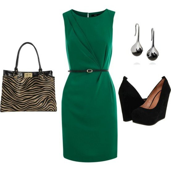 Chic Green Dress Outfit Idea for Work