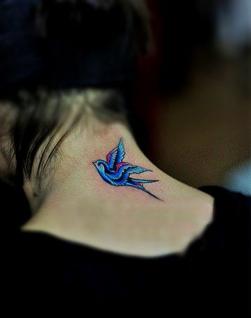 Cute Colored Bird Tattoo