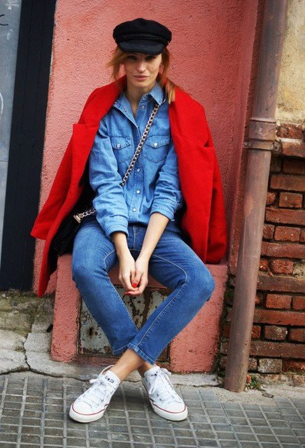 Denim Outfit Idea with Sneakers