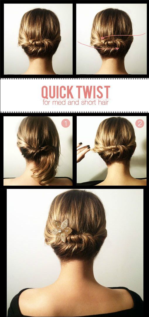 Easy Twisted Updo for Medium Length Hair