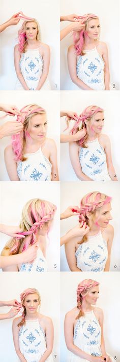 French Braid Tutorial for Pink Hairstyles