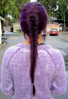 French Braided Purple Hairstyle