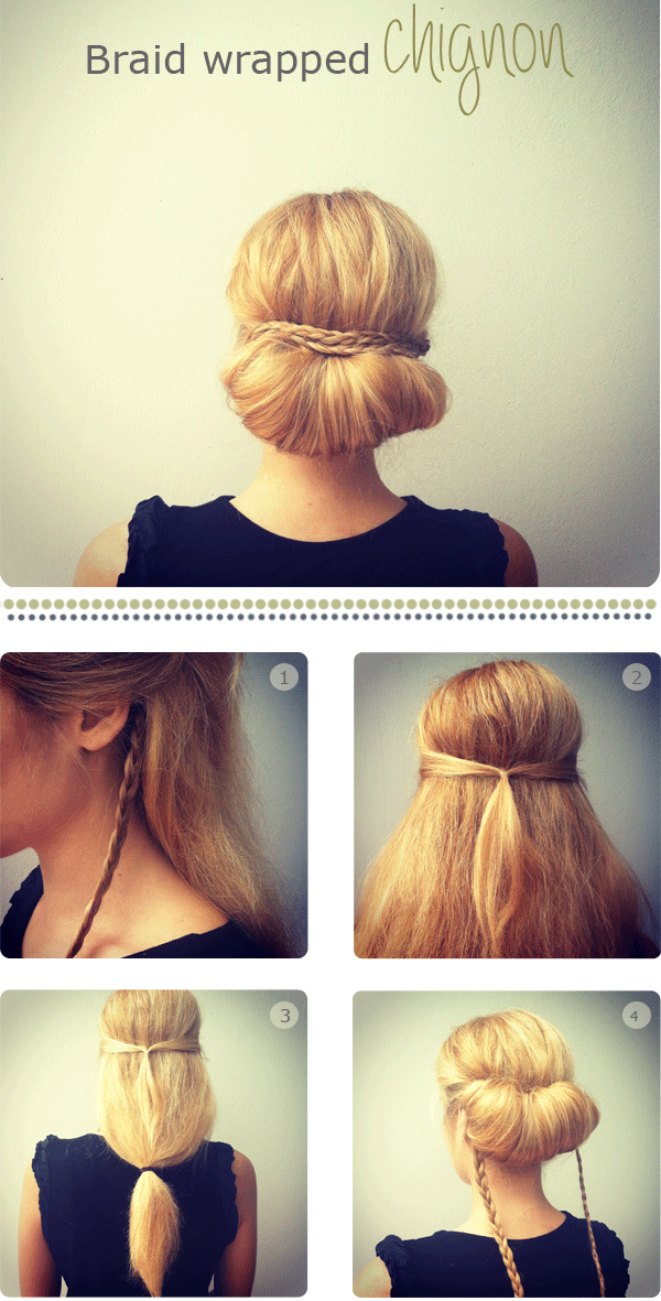 Graceful Wrapped Chignon Hairstyle for Work