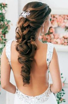 Half Up Half Down Wedding Hairstyle With Diamond Pin