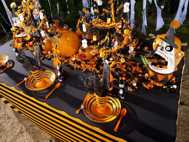 Halloween Table with Pumpkins