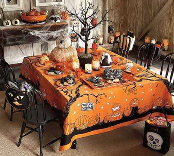 Halloween Table with a Decorative Tree