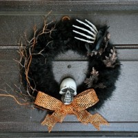 Halloween Wreath with a Skull and a Hand