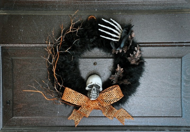Halloween Wreath with a Skull and a Hand