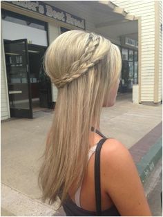 Long Straight Hairstyle With Braided Crown
