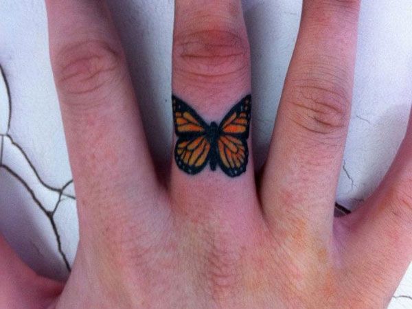 Lovely Butterfly Tattoo on The Finger