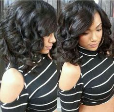 Medium Curly Bob Hairstyle for Black Women