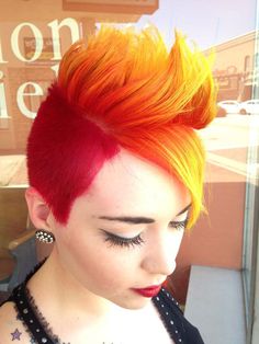 Orange Colored Mohawk Hairstyle