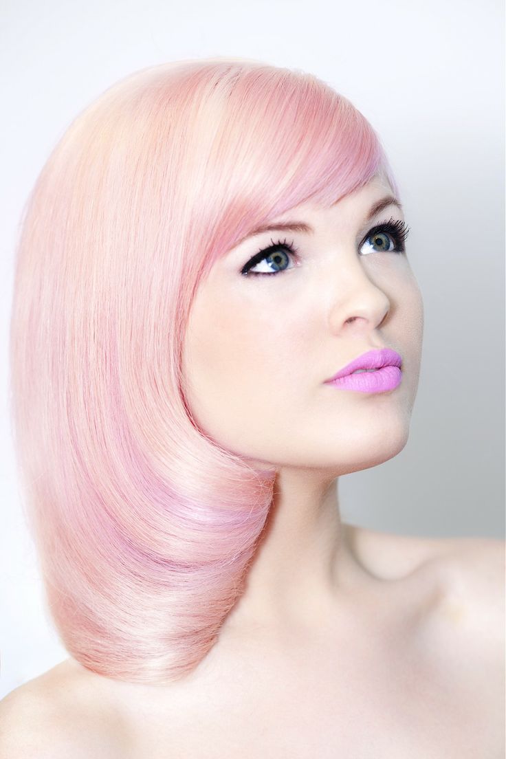 Pink Colored Straight Bob Hairstyle