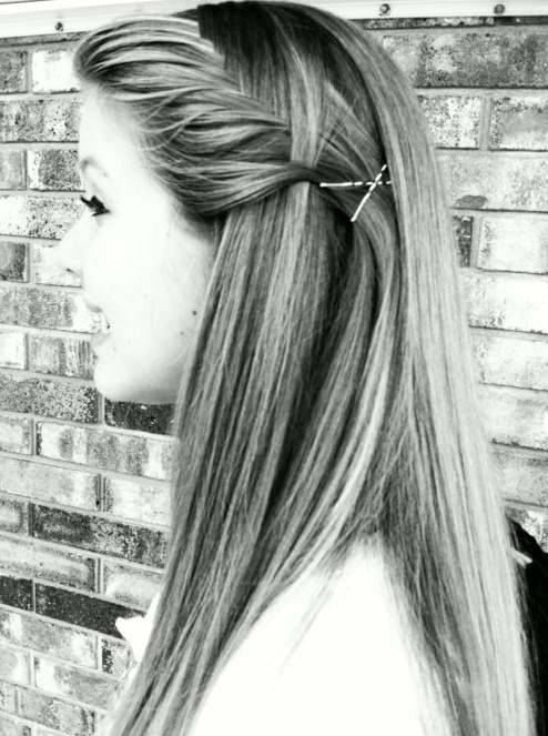 Pinned Up Long Straight Hairstyle